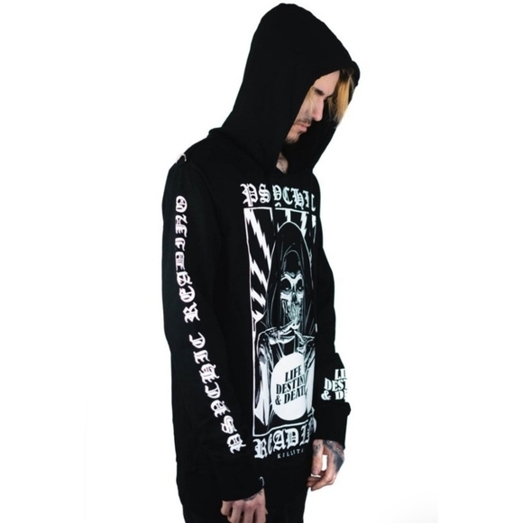 Killstar ✦ Psychic Pullover Hoodie ✦ Black Cotton Jersey w/ D-Ring Details XS - Picture 6 of 9